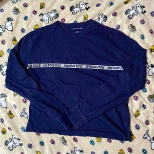 Navy Blue American Eagle Long-Sleeved Shirt M